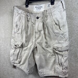 Abercrombie & Fitch Cargo Shorts Men's 32x11 (Fits 33x11) Beige Distressed Retro